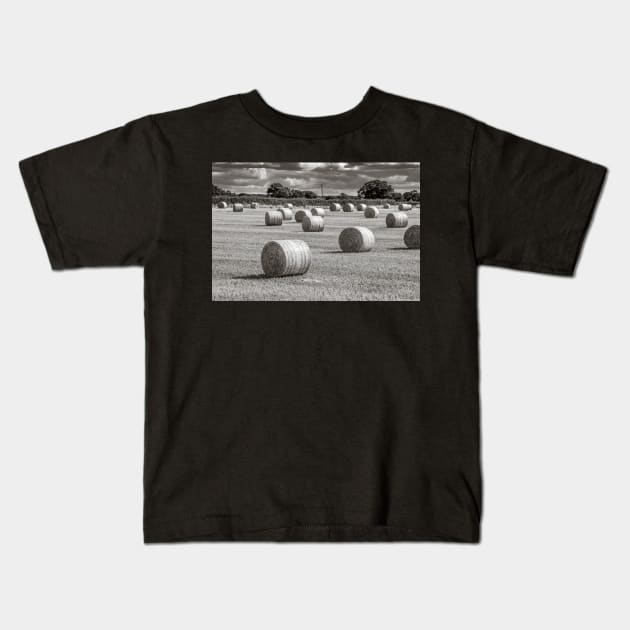 Hay Barrels in a Field Kids T-Shirt by Russell102